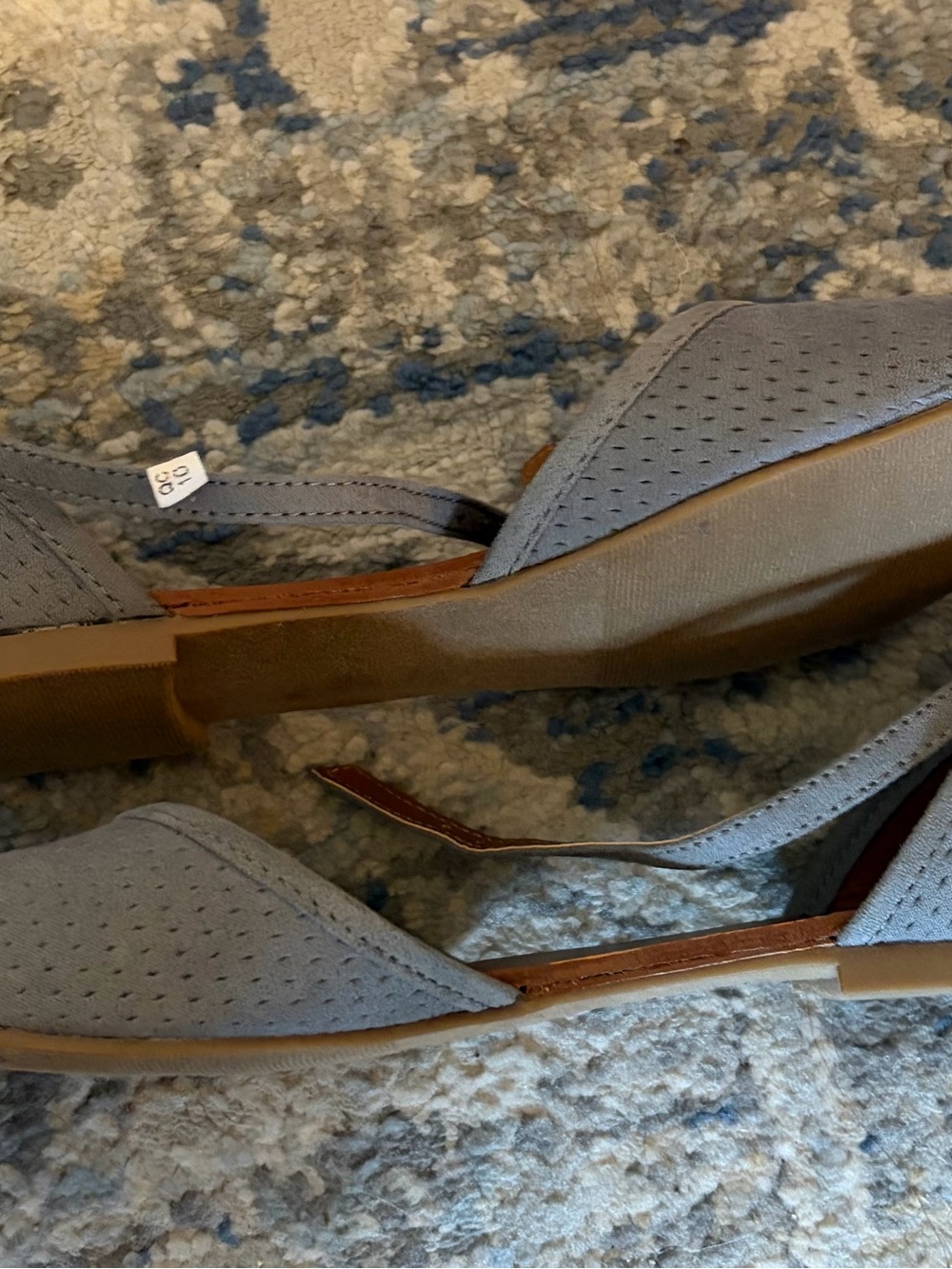 Steve Madden Women’s 6.5 Light Blue/Gray Grey Perforated Slingback Flats New